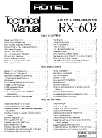 Rotel RX-603 - Technical manual 